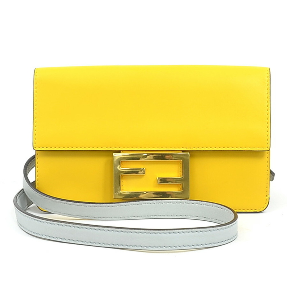 FENDI Gray Leather Shoulder Bag